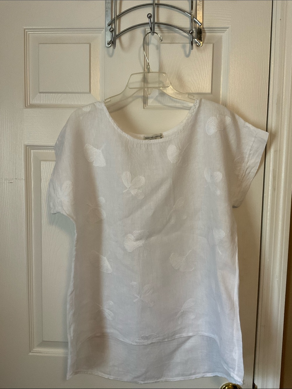 Terzo Millennio 100% Linen Women’s High Low Seashell Coastal Top Size Medium